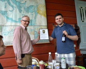 We awarded Klaus with a diploma and a bottle of Sori Investor IPA